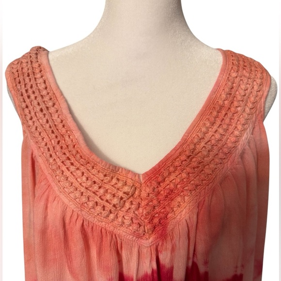 Studio West tie dyed sleeveless v neck flare top in pinks Size 2X EUC - Picture 2 of 9